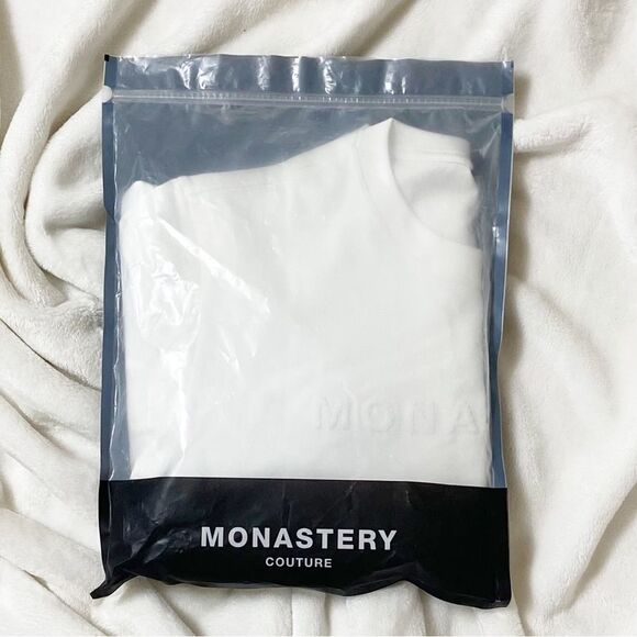 Monastery Couture White Logo T-Shirt Mens Size Medium - Picture 10 of 10